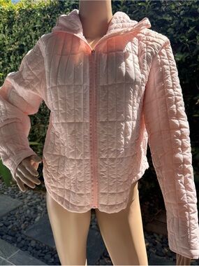 Light Pink Quilted Hooded Jacket for Women